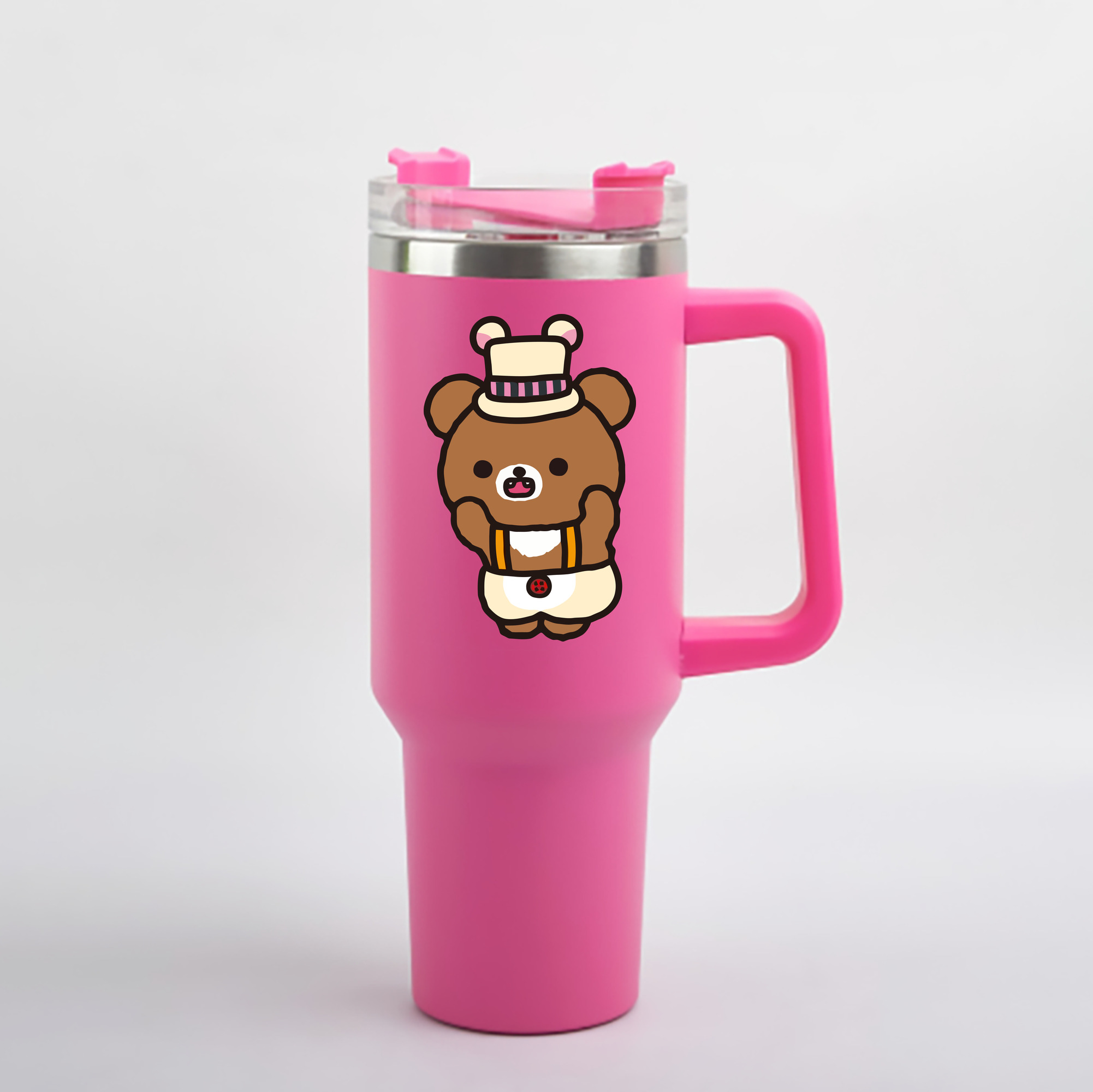 （画像用） リラックマ リラックマ キイロイトリ Rilakkuma Korilakkuma Kiiroitori 1200mL車用タンブラー - クリスタルステッカー（プラスチックストロー付き）